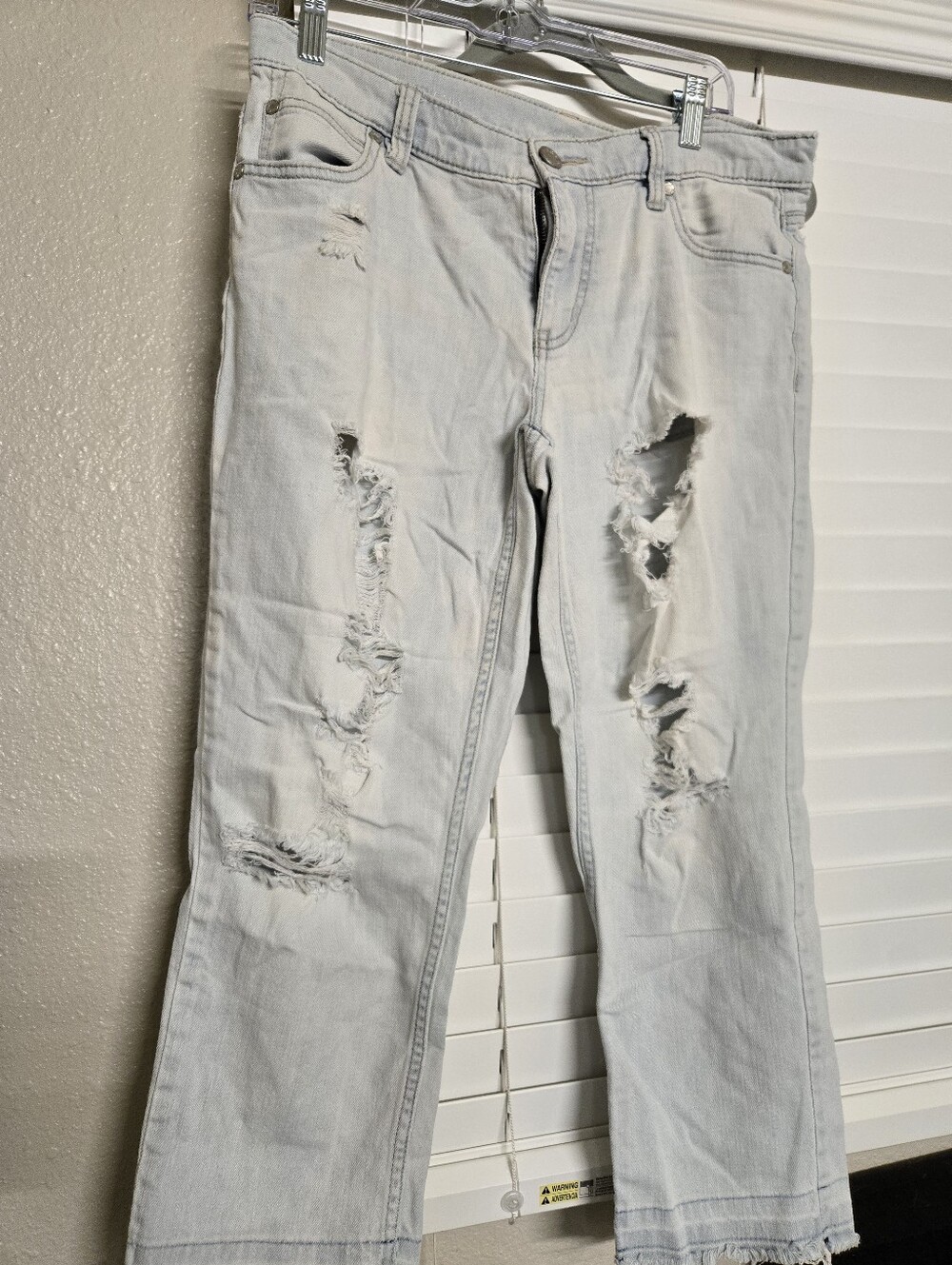 Light Blue Ripped Ankle Jeans